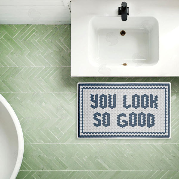 Stupell Industries Lettered And Lined | Muted You Look So Good Plush Bath Mat