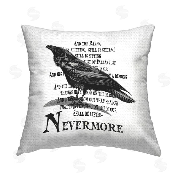 Stupell Industries Lettered And Lined | Nevermore Raven Spooky Halloween Printed Throw Pillow