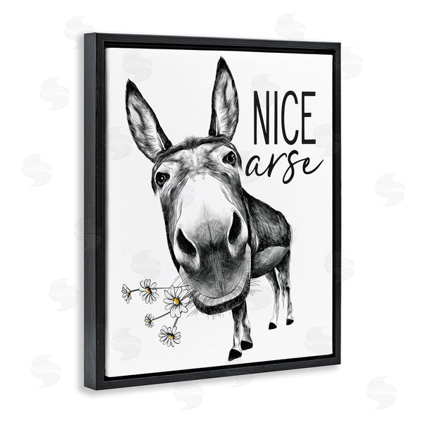 Stupell Industries Lettered And Lined | Nice Arse Funny Donkey Pun White Daisey Flowers Wall Art