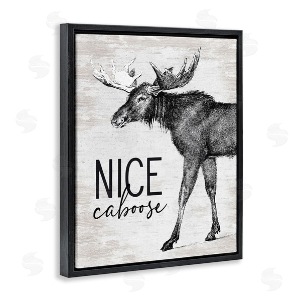 Stupell Industries Lettered And Lined | Nice Caboose Lake House Bathroom Humor Moose Wall Art