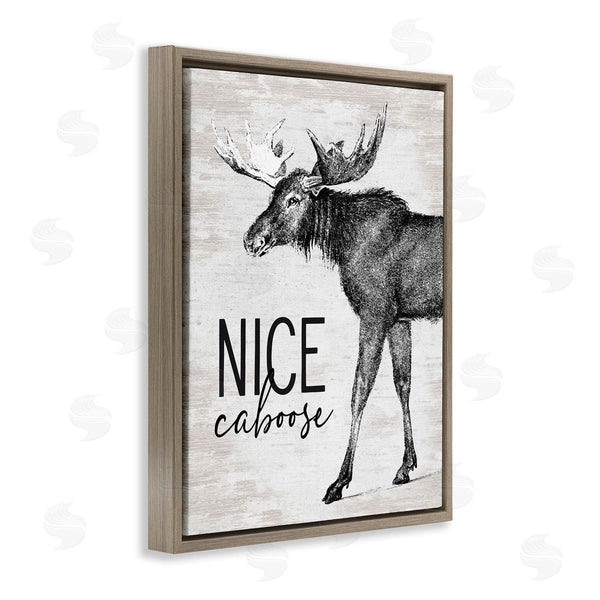 Stupell Industries Lettered And Lined | Nice Caboose Lake House Bathroom Humor Moose Wall Art