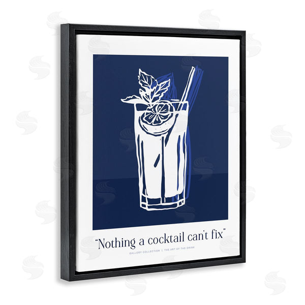 Stupell Industries Lettered And Lined | Nothing Cocktail Can't Fix Navy