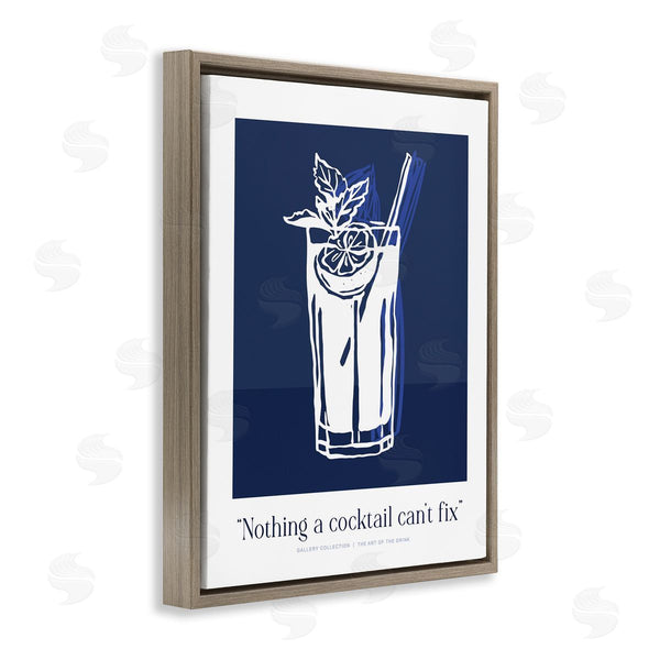 Stupell Industries Lettered And Lined | Nothing Cocktail Can't Fix Navy