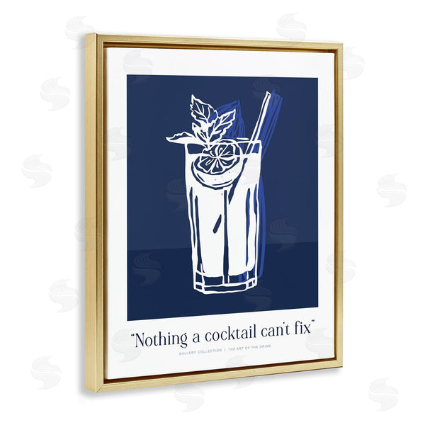 Stupell Industries Lettered And Lined | Nothing Cocktail Can't Fix Navy