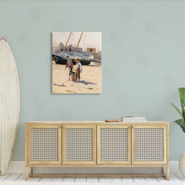 Stupell Industries Lettered And Lined | Old Fashioned Man Woman Walking Beach Marina Wall Art