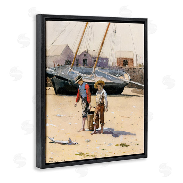 Stupell Industries Lettered And Lined | Old Fashioned Man Woman Walking Beach Marina Wall Art