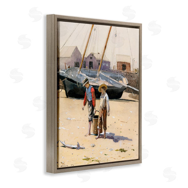 Stupell Industries Lettered And Lined | Old Fashioned Man Woman Walking Beach Marina Wall Art