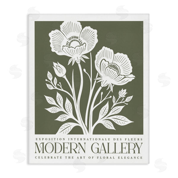 stupell industries Lettered and Lined | Olive Green Floral Gallery