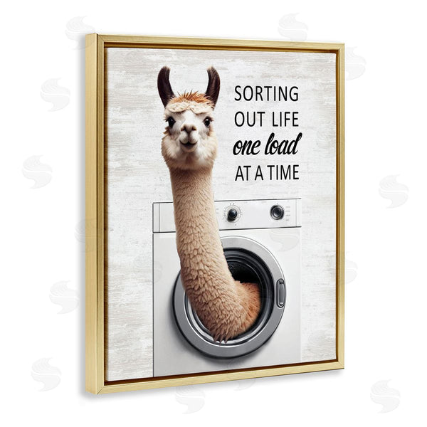Stupell Industries Lettered And Lined | One Load At A Time Llama Wall Art