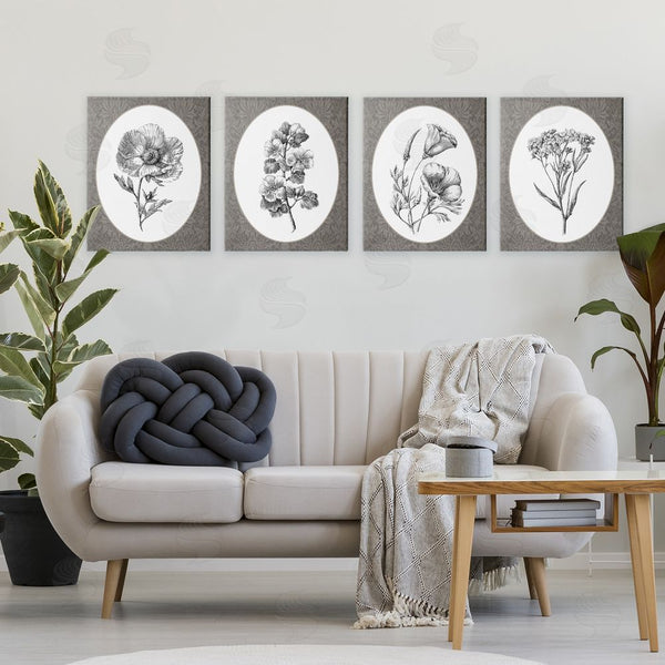 Stupell Industries Lettered And Lined | Ornate Blooms Over Damask Wall Art