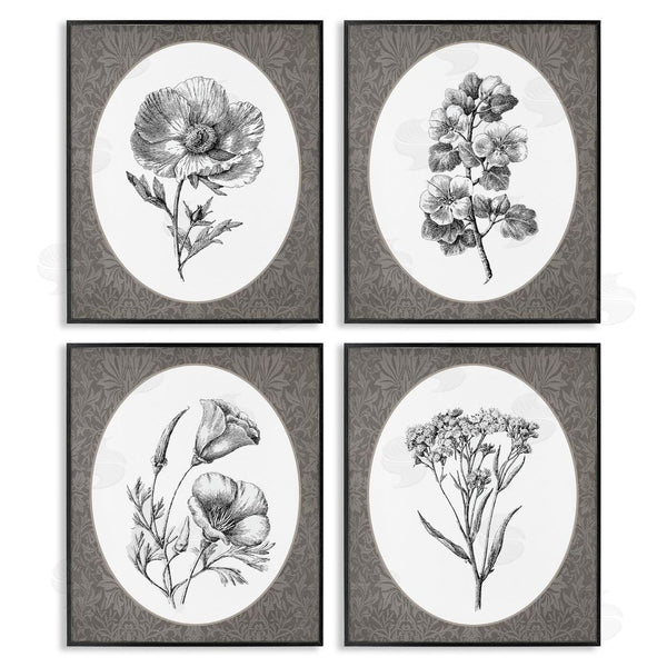 Stupell Industries Lettered And Lined | Ornate Blooms Over Damask Wall Art