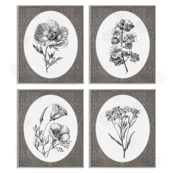 Stupell Industries Lettered And Lined | Ornate Blooms Over Damask Wall Art