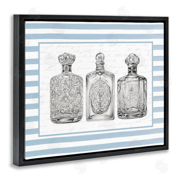 Stupell Industries Lettered And Lined | Ornate Bottles On Blue Stripes