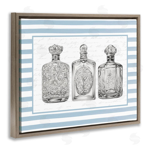 Stupell Industries Lettered And Lined | Ornate Bottles On Blue Stripes