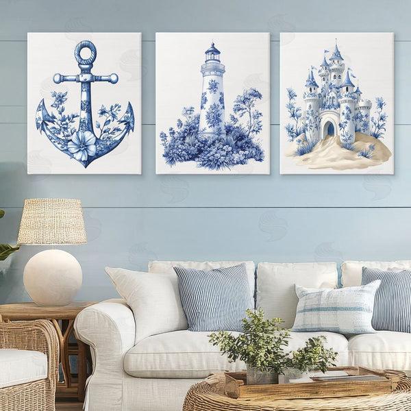 Stupell Industries Lettered And Lined | Ornate Nautical Toile Patterns Wall Art