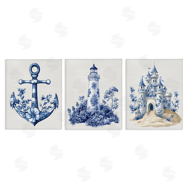 stupell industries Lettered and Lined | Ornate Nautical Toile Patterns Wall Art