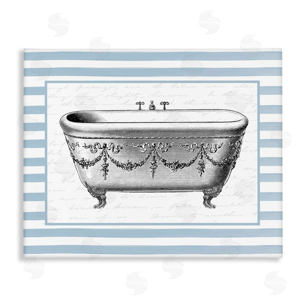 stupell industries Lettered and Lined | Ornate Vintage Tub on Stripes