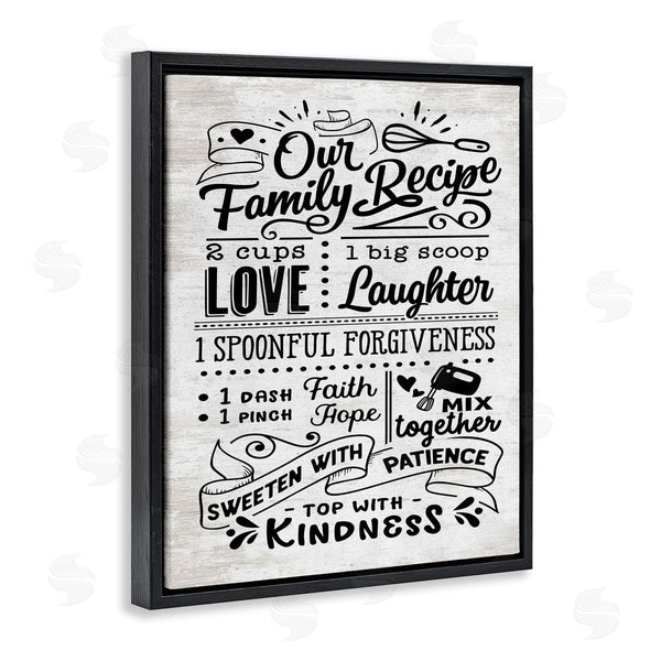 Stupell Industries Lettered And Lined | Our Family Recipe Motivational Kitchen Phrases Life Ingredients Wall Art