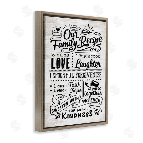 Stupell Industries Lettered And Lined | Our Family Recipe Motivational Kitchen Phrases Life Ingredients Wall Art