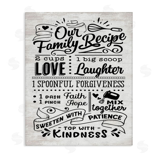 stupell industries Lettered and Lined | Our Family Recipe Motivational Kitchen Phrases Life Ingredients Wall Art
