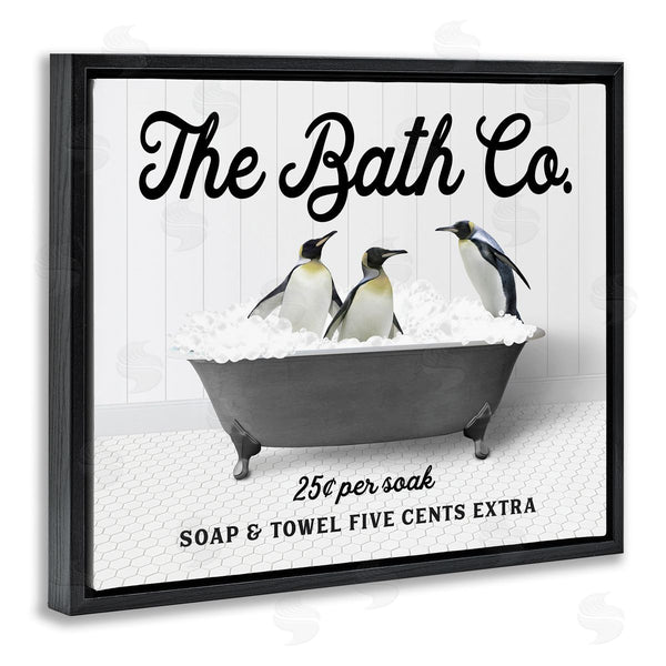 Stupell Industries Lettered And Lined | Penguins In Vintage Tub Wall Art
