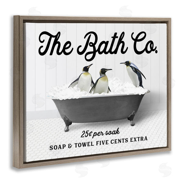 Stupell Industries Lettered And Lined | Penguins In Vintage Tub Wall Art