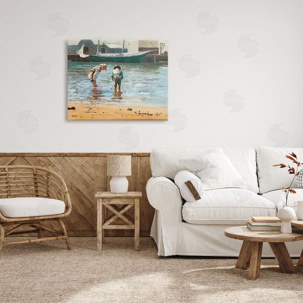 Stupell Industries Lettered And Lined | People Shoreline Beach Marina Searching Sea Life Wall Art