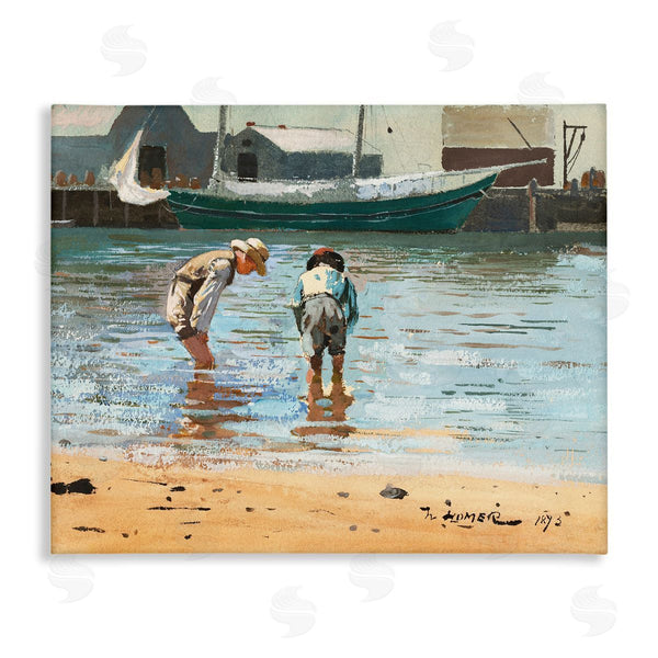 stupell industries Lettered and Lined | People Shoreline Beach Marina Searching Sea Life Wall Art