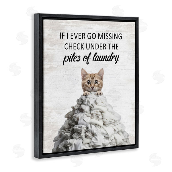 Stupell Industries Lettered And Lined | Piles Of Laundry Cat Wall Art