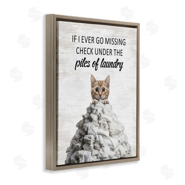 Stupell Industries Lettered And Lined | Piles Of Laundry Cat Wall Art