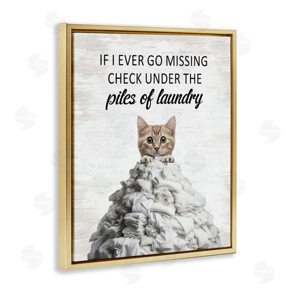 Stupell Industries Lettered And Lined | Piles Of Laundry Cat Wall Art