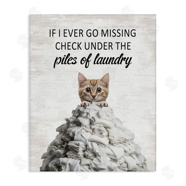 stupell industries Lettered and Lined | Piles Of Laundry Cat Wall Art