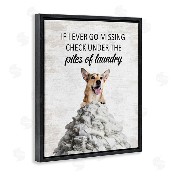 Stupell Industries Lettered And Lined | Piles Of Laundry Dog