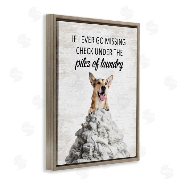 Stupell Industries Lettered And Lined | Piles Of Laundry Dog