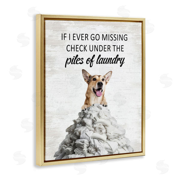 Stupell Industries Lettered And Lined | Piles Of Laundry Dog