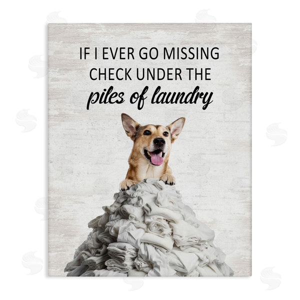 stupell industries Lettered and Lined | Piles Of Laundry Dog