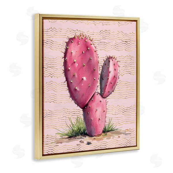 Stupell Industries Lettered And Lined | Pink Prickly Pear Cactus
