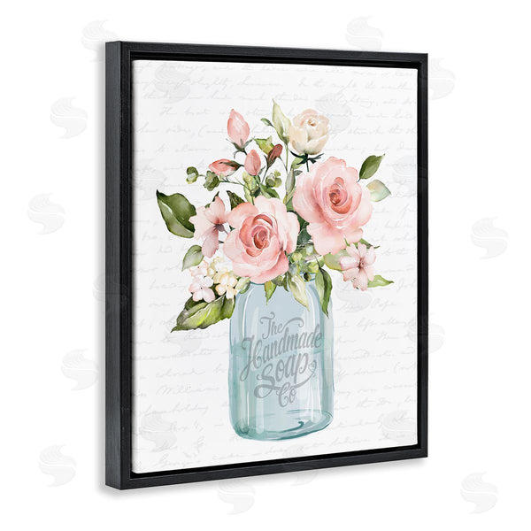 Stupell Industries Lettered And Lined | Pink Rose Blooms Country Vase Patterned Script Wall Art