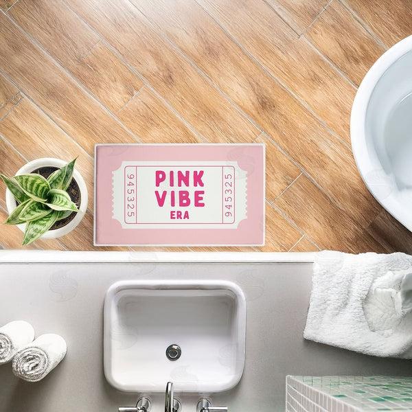 Stupell Industries Lettered And Lined | Pink Vibe Era Ticket Plush Bath Mat