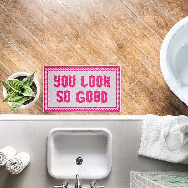 Stupell Industries Lettered And Lined | Pink You Look So Good Plush Bath Mat