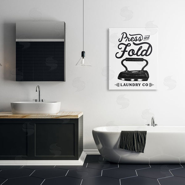 Stupell Industries Lettered And Lined | Press & Fold Antique Iron Laundry Lettering Phrase Wall Art