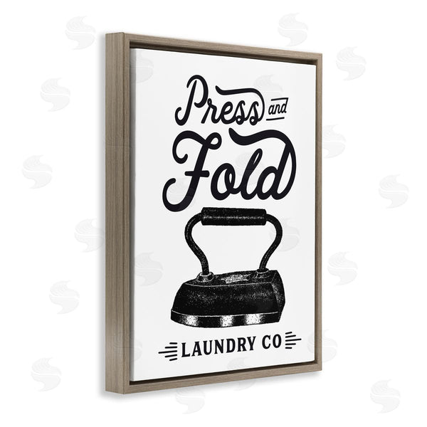 Stupell Industries Lettered And Lined | Press & Fold Antique Iron Laundry Lettering Phrase Wall Art