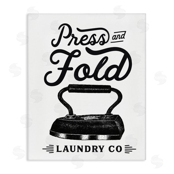stupell industries Lettered and Lined | Press & Fold Antique Iron Laundry Lettering Phrase Wall Art