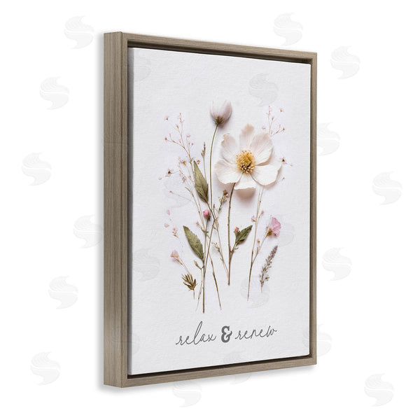 Stupell Industries Lettered And Lined | Pressed Flower Relax & Renew Wall Art