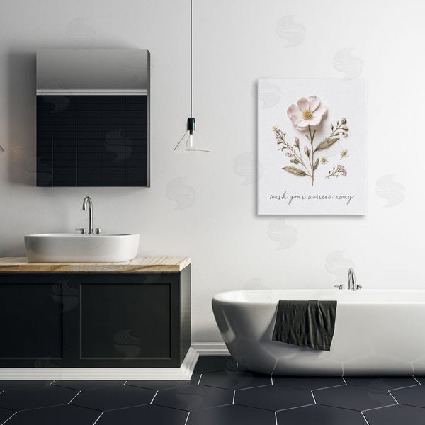 Stupell Industries Lettered And Lined | Pressed Flower Wash Worries Away Wall Art
