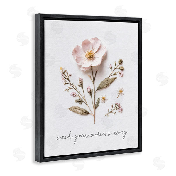 Stupell Industries Lettered And Lined | Pressed Flower Wash Worries Away Wall Art