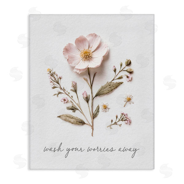 stupell industries Lettered and Lined | Pressed Flower Wash Worries Away Wall Art