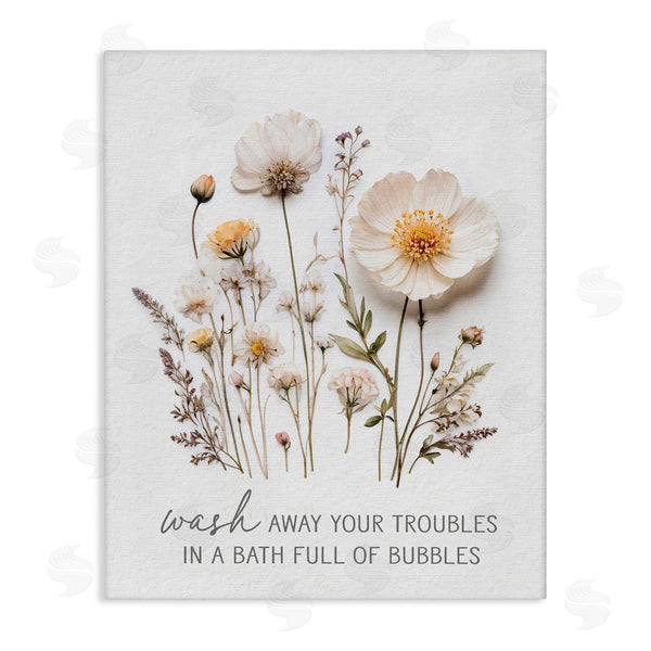 stupell industries Lettered and Lined | Pressed Flowers Wash Away Troubles Wall Art