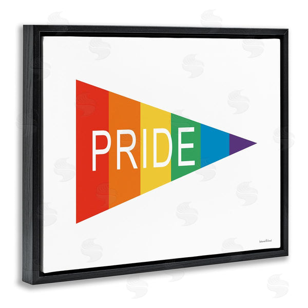 Stupell Industries Lettered And Lined | Pride Phrase Rainbow Stripe Triangular Pennant Flag Shape Wall Art