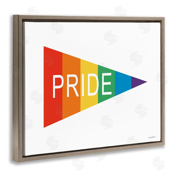 Stupell Industries Lettered And Lined | Pride Phrase Rainbow Stripe Triangular Pennant Flag Shape Wall Art